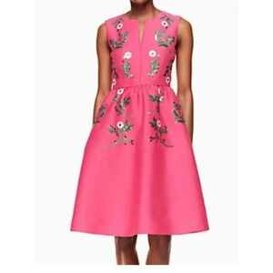 Kate Spade Fit and Flare Floral Embellished Pink Women's Dress Size 00